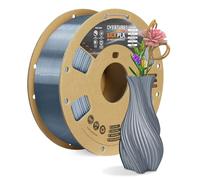 OVERTURE Silk PLA Filament 1.75mm 1kg, Shiny Silk Grey PLA 3D Printer Filament 1kg (2.2 lbs) Cardboard Spool-Neatly Wound, Dimensional Accuracy +/- 0.02mm, Fit Most FDM Printers