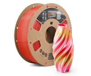 OVERTURE Silk Rainbow PLA 3D Printer Filament 1.75mm,Gradient Metallic Shine, High Flow, Low Warping, 1kg Cardboard Spool, Ideal for Cosplay & Artistic Prints (Silk Golden Ember)