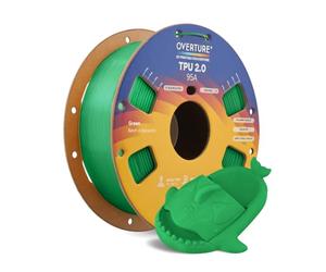 OVERTURE TPU 2.0 3D Printer Filament 1.75mm, Soft 95A 1kg Green | High Speed, High Elasticity & Durability, Excellent Layer Adhesion, Accuracy +/- 0.02mm, Fits Most FDM (Green)