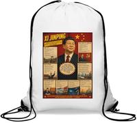 Overview of Chinese National Leadership Gym Sack Casual Drawstring Bag White