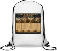 Overview of The Four Gospels Gym Sack Casual Drawstring Bag White
