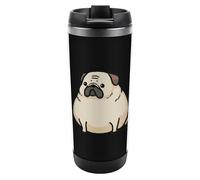 Overweight Pug Dog Travel Mug Reusable Stainless Steel Coffee Cup Double Wall with Spill Proof Lid