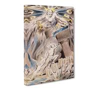 Overwhelmed By Satan By William Blake Canvas Print | Gallery Wrapped 30mm Frame Wall Art | 30x20 inches | Ready to Hang | Classic Picture | Living Room Bedroom Lounge Office