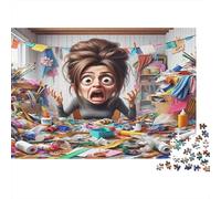 Overwhelmed Woman Jigsaw Puzzles 1000 Piece Recycled Paper for Adults Adult Jigsaws Fun Challenging Family Game Fun Home Activity Great Gift Idea 38x26cm/1000pcs