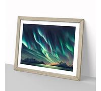 Overwhelming Northern Lights H1022 Framed Print for Living Room Bedroom Home Office Décor, Wall Art Picture Ready to Hang, Oak A4 Frame (34 x 25 cm)