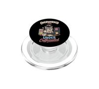 Overworked and Undercaffeinated Cat Humor PopSockets PopGrip for MagSafe