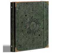 Ovesmusl Leather 3 Ring Binder 1 Inch Round Ring Binder Holds 200 Sheets 8.5"x11" Letter Size Paper, Wedding Family History Notebook Cover Loose Leaf Organizer, Green