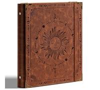 Ovesmusl PU Leather 3 Ring Binder Fits 8.5"x11" Letter Size Paper, 2 Inch Round Ring Binder Holds 500 Sheets, Notepad Paper Cover Loose Leaf Organizer, Brown Sun