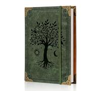 Ovesmusl PU Leather A5 Binder 6 Ring Refillable Journal 100 GSM 240 Pages Refill Paper Include A5 Planner Binder Loose Leaf Binder Notebook 5.7”x8.3”, Green Tree