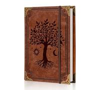 Ovesmusl PU Leather A5 Binder 6 Ring Refillable Journal 100 GSM 240 Pages Refill Paper Include A5 Planner Binder Loose Leaf Binder Notebook 5.7”x8.3”, Brown Tree