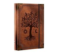 Ovesmusl PU Leather A5 Binder 6 Ring Refillable Journal Cover No Refill Paper A5 Planner Binder Loose Leaf Binder for Notebook 5.7”x8.3” with Elastic Closure, Brown Tree