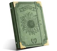 Ovesmusl Sunflower PU Leather A5 Binder 6 Ring Refillable Journal Cover No Inserts A5 Planner Binder Loose Leaf Binder for Notebook 5.7”x8.3” with Elastic Closure, Green