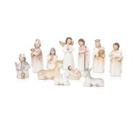 Ovewios Christmas Small Nativity Set Figurines, Resin Mini Nativity Scene Indoor Christmas Holy Family Figurine Decorations for Tabletop Holidays Home Decor, 11PCS