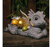 Ovewios Garden Dragon Statue, Large Dragon Garden Sculptures & Statues Hold Welcome Sign and Solar Lantern, Garden Decor for Outside Lawn Patio Ornament Gift…