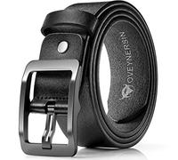 OVEYNERSIN Men Belt - 100% Genuine Leather casual Dress Belts Big Metal Buckle Adjustable Size designer Fashion Gifts, Gray Buckle, waist size 37''-42''(93-106cm)