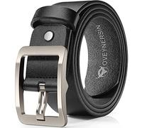 OVEYNERSIN Men Belt - 100% Genuine Leather casual Dress Belts Big Metal Buckle Adjustable Size designer Fashion Gifts, Black, XX-Large