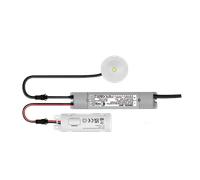 Ovia OBKI3O 3W LED IP20 Non-Maintained Self-Test Enable/Disable Emergency Open Downlight - 5500K - White, Black & Silver