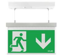 Ovia OBKV2-D-W 2W LED IP20 Maintained Self-Test Enable/Disable Hanging Exit Sign - Legend Down - 5500K - White