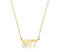 Ovian Birth Year Number Necklace for Women 18K Gold Plated Stainless Steel Birthday Pendant Necklace Memorable Anniversary Jewelry, Gold, No Gemstone
