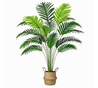 OVIANOR Artificial Plants, 71 cm Large Fake Plants with Seagrass Basket | Easy to Care, with 18 Lifelike Leaves, Faux Areca Plant Indoor Outdoor for Home Bathroom Balcony Bedroom Decor