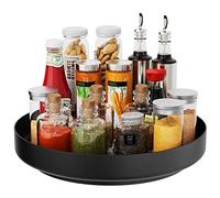 Ovicar Lazy Susan Turntable Organizer - 13 inch Rotating Spice Rack Metal Lazy Susan for Cabinet Pantry Kitchen Countertop Bathroom Refrigerator Table Storage, Black