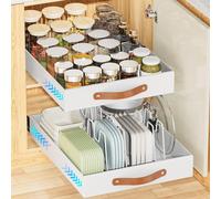 Ovicar Pull-Out Cabinet Drawer - Adhesive 12.2" W x 16.3" D Heavy-Duty Slide Organizer with 4pcs Dividers for Kitchen, Bathroom, and Under-Sink Storage