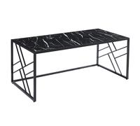 ovid gloss black marble effect coffee table with black frame