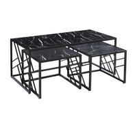 ovid gloss black marble effect nesting coffee tables with black frame