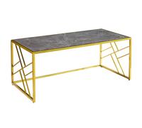 ovid high gloss grey marble effect coffee table with gold frame