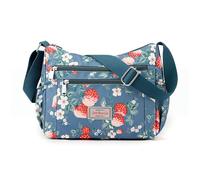 OVILLA Butterfly Print Crossbody Bag, Cream Multi-Color Pattern, Nylon Shoulder Purse with Multiple Zipper Compartments, Strawberry