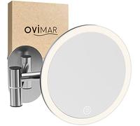 ovimar Makeup-Mirror Vorupor in silver with LED-lights, a magnetical mirrorhead and made for sticking to the wall