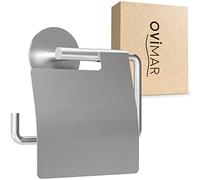 ovimar Wall Mounted Toilet Roll Holder Hanstholm in silver, adhessive holder, therefor no drilling required, includes Lowering damping