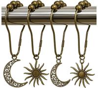 Ovimyne Celestial Shower Curtain Hooks 12 Pack of Sun and Moon Decor Theme Comes with a Bronze Shower Curtain Hooks for Celestial Boho Goth Witchy Shower Curtain (12)