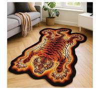 Ovimyne Tibetan Tiger Rug 5.24x2.95ft - Cool Rug for Living Room, Bedroom, Lounge or Game Room - High Pile Soft Area Carpet with Non-Slip Backing - Bold Statement Home Décor (Orange)
