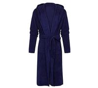 OVINDA Men'S Dressing Gown - Fashion Solid Color Hooded Shawl Collar Bathrobe Autumn Winter Warm Plus Size Casual Robe Sleepwear Lengthened Coat,Blue,5Xl