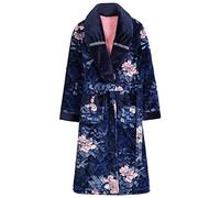 OVINDA Women'S Dressing Gown - Plus Size Shawl Collar Nightgown Winter Three Layer Warm Flannel Long Coral Fleece Bathrobe Dressing Gown Coat,Blue,Xxl