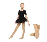 OVISSA Girls Ballet Plain Tights with hole 60 DEN Strong Soft Dance Kids Elastic Peach 11-14 Years