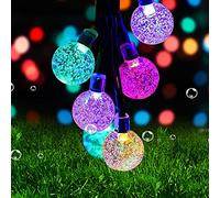 Ovker Solar Garden Lights Outdoor, 50 LED 7M/23Ft Outdoor String Lights Crystal Ball Fairy Lights, 8 Modes Solar Powered Waterproof Decorative Lighting for Garden Fence Christmas(Multicolor)