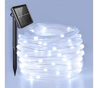 Ovker Solar Outdoor Rope Lights, 100led 10m/33Ft Christmas Tube Fairy Lights, 8 Modes Waterproof DIY Outdoor String Lights for Garden/Fence/Patio/Party/Tree Decoration(Cool White)