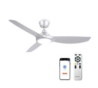 Ovlaim 132cm Silent DC Motor Smart Ceiling Fan with Light and Remote, App, Voice Control, Modern Silver High CFM Ceiling Fans for Home and Office