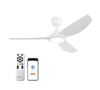 Ovlaim 132cm Smart White Ceiling Fans with Lights and Remote, High Air Flow Quiet DC Motor Modern 3 Blades for Bedroom Living Room Patio