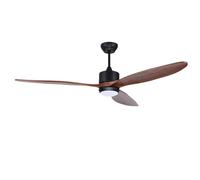 Ovlaim 165cm Walnut Wood DC Ceiling Fans with Lights Remote Control, 3-blade Propeller Smart Ceiling Fan for Bedroom Living room Shop