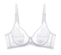 OVLAJ Bra Bras For Women Ultra Thin Black Lace Sexy Bralette Transparent Underwire Top Bh Push Up Brassiere Girl Abcde-White,38A