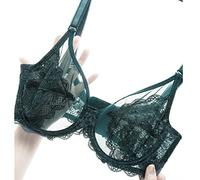 OVLAJ Bra Transparent Bras For Women Ultra Thin Lace Bralette Underwire Push Up Plus Size Top Bh Summer 34 36 38 40 Abcde Cup-Green,40/90A
