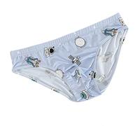 OVLAJ Men's briefs 3 Pcs Mens Underwear Cartoon Printed Panties Soft Silky Men Underpants-05,L