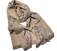OVLAJ Scarf Winter Imitation Cashmere Double-Sided Heart Plaid Jacquard Checkerboard With Fringed Scarfs-C Khaki