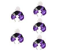 OVLIIYWZY 5 pcs Ornament Up Crown Dress Skull With Hair Gothic Accessory Props Flowe Girls Stylish Headwear Bone Claws The Rose Flower Favors Party-black Veil Costumes Costume