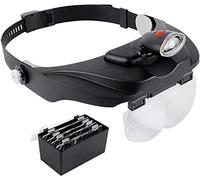 OVLIIYWZY Head Mount Magnifier with Detachable LED Head Lamp, 1.5X, 2X, 2.5X, 3X, for Electricians, Jewelry, Trimming, Handicrafts, Beauty Double The Comfort