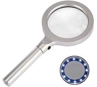 OVLIIYWZY Magnifiers Handheld Reading 10X 20X Magnifying Glass 12 LED Illuminated Lights Metal Frame for Reading Maps Watch Repair Newspaper Jewelry Marriage