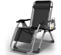 OVLIIYWZY Reclining Zero-Gravity Recliner Recliner Armchair Metal Zero-Gravity Comfortable Beach Recliner Maximum Load-Bearing 150Kg-Black-Black